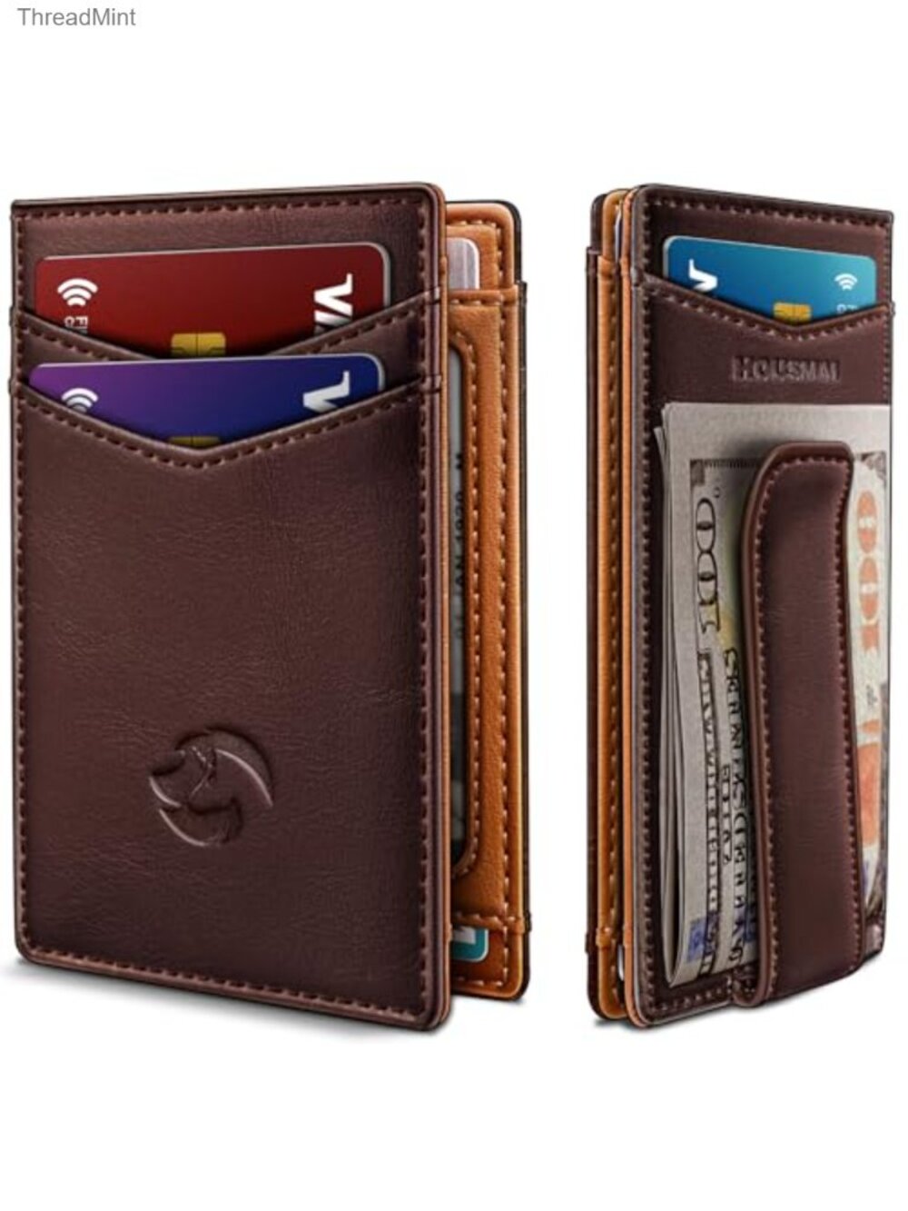Slim Magnetic Closure Wallet for Men RFID Blocking Genuine Leather Money Clip